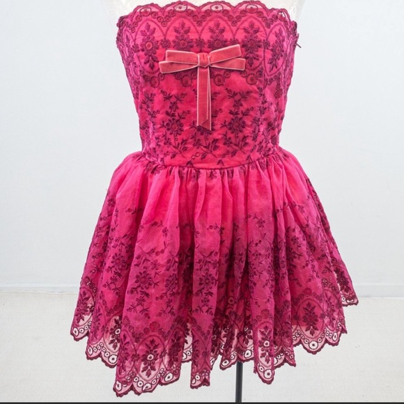 Betsey Johnson Silk Boho Princess Top Dress Pink - Picture 9 of 9